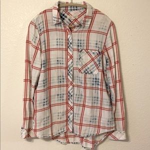 High Low Red White and Blue Flannel